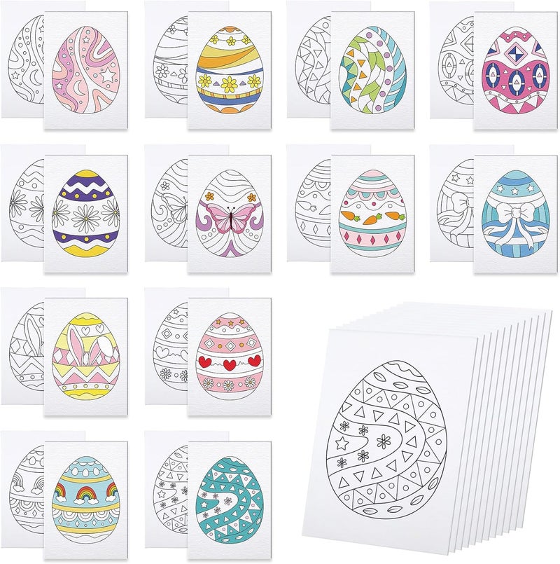 Anseal 12 Packs Pre Drawn Canvas to Paint, 5" X 7" Easter Eggs Pre Printed Canvas for Kids, Pre Stretched Canvas Outline Painting Boards for Beginners, Students, Party Favor - Image 1